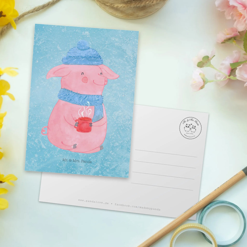 Postcard Pig Mulled wine invitation card, card, letter, gift card, gift, Postcard, postcards, invitation, paper, Winter, Christmas, Christmas time, snow, mulled wine, mulled pig, Christmas market, punch