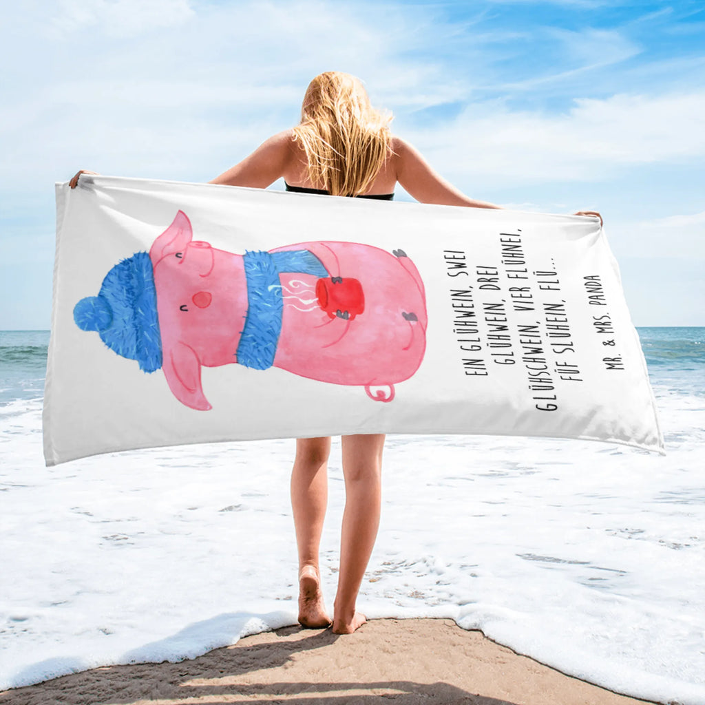 XL ręcznik kąpielowy Świnka grzane wino Zima, Boże Narodzenie, dekoracje świąteczne, Mikołaj, Adwent, Wigilia, zimowy motyw