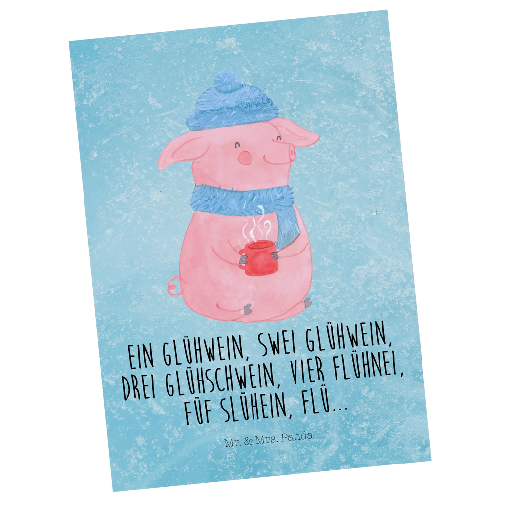 Postcard piggy Mulled wine Kunstkarten, einzelkarte, Postkarten, spruchkarte, kunstkarte, Grußkarte, Ansichtskarten, Motivkarte, Ansichtskarte, Designkarte, Postkarte, Fotokarte, bildkarte, Winter, Nikolaus, Advent, Heiligabend, Wintermotiv, Weihnachten, Weihnachtsdeko, Glühwein, Betrunken, Spruch, Weihnachtsmarkt