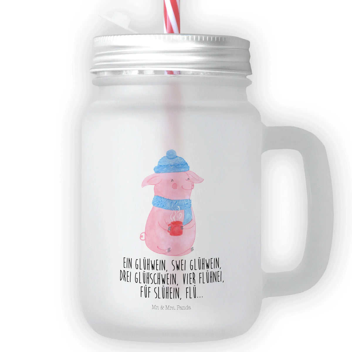 Trinkglas Mason Jar Schweinchen Glühwein