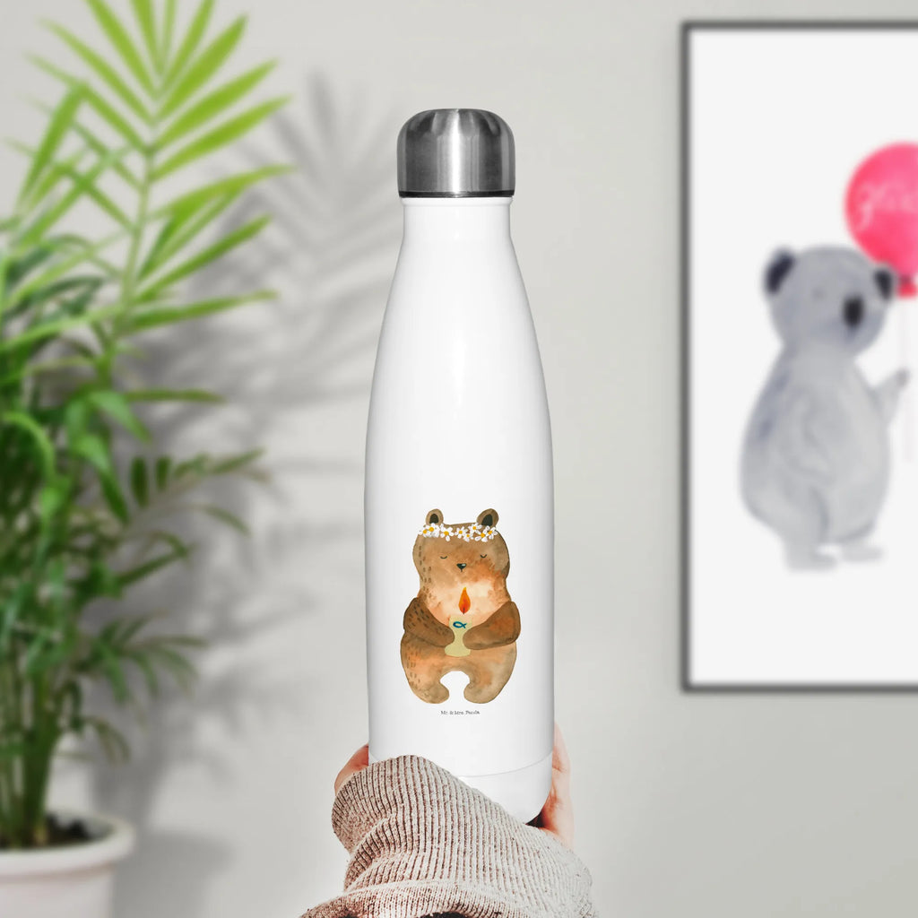 Insulated bottle bear communion Thermos bottle, Thermos bottle 500ml, stainless steel, Thermos bottles, Thermos, bear, teddy, teddy bear, cuddly toy, catholic, communion, God's blessing, baptismal candle