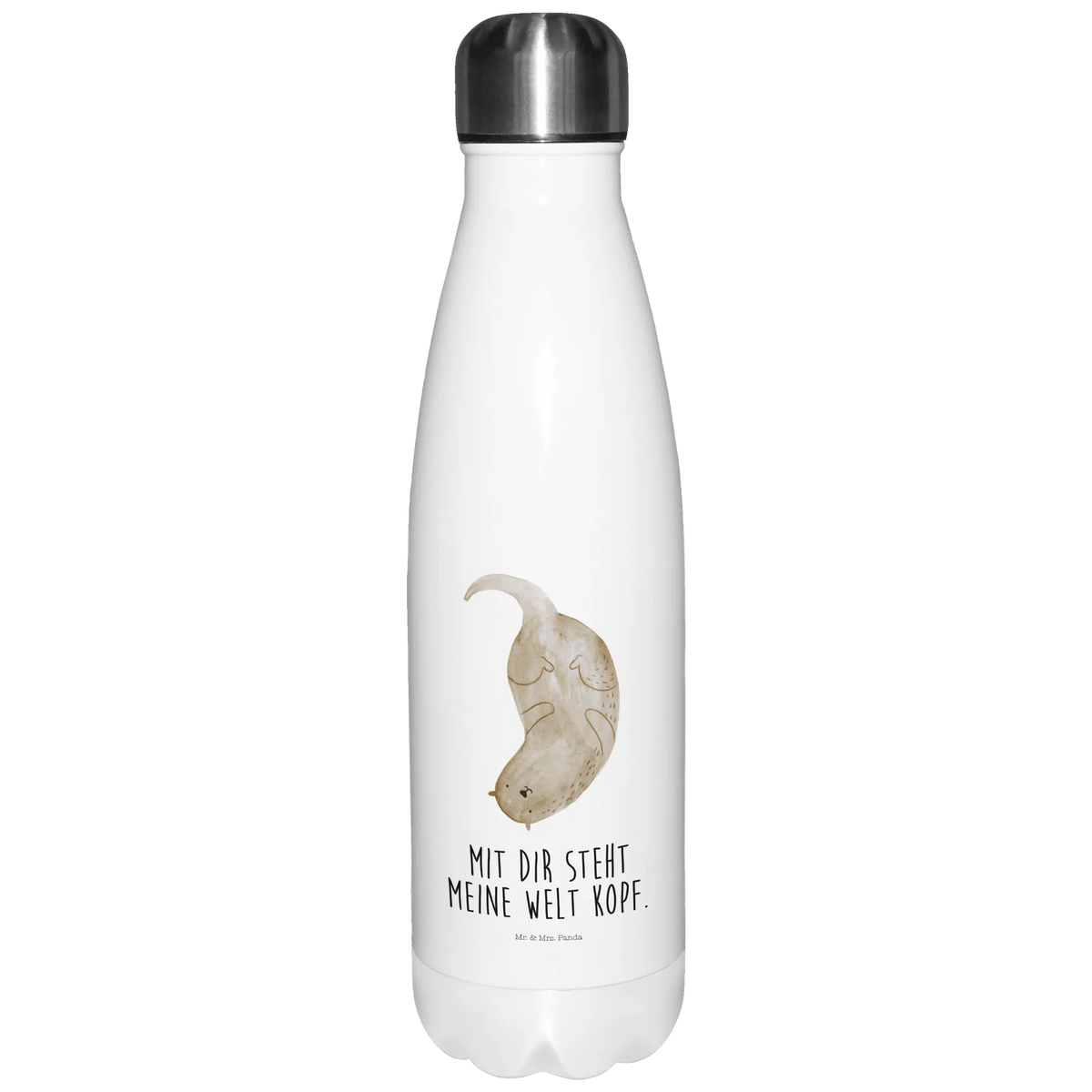 Insulated bottle otter upside down animal lover, marten, sea otter, European otter, water mammal, aquatic animal, baby otter, predator, water, otter gifts, gift ideas for animal lovers, animal, mammal, water animal, gifts for people in love, Otter Sea Otter Lake Otter