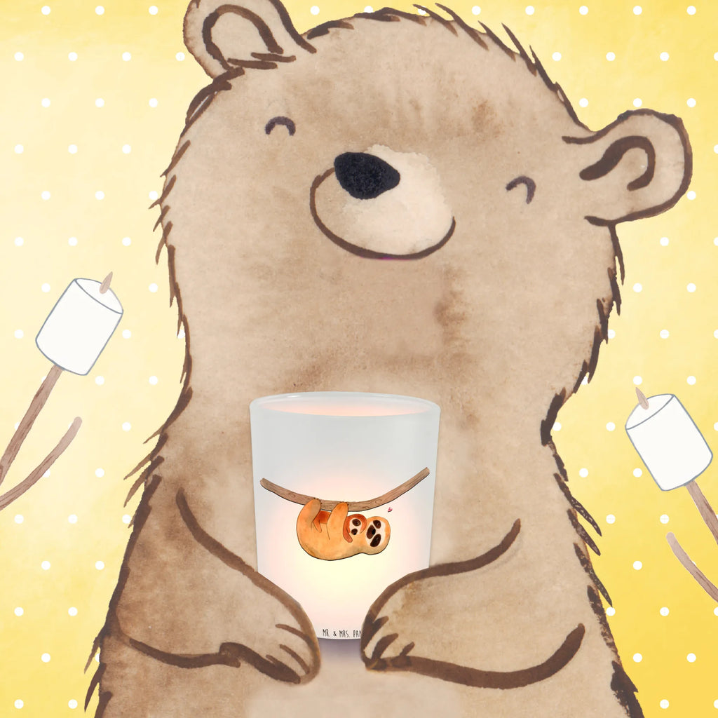 Lantern sloth child Wind light, glass tealight, tealight holder, Sloth, sloth, trend animal, love, mother, baby, child, mom, birth