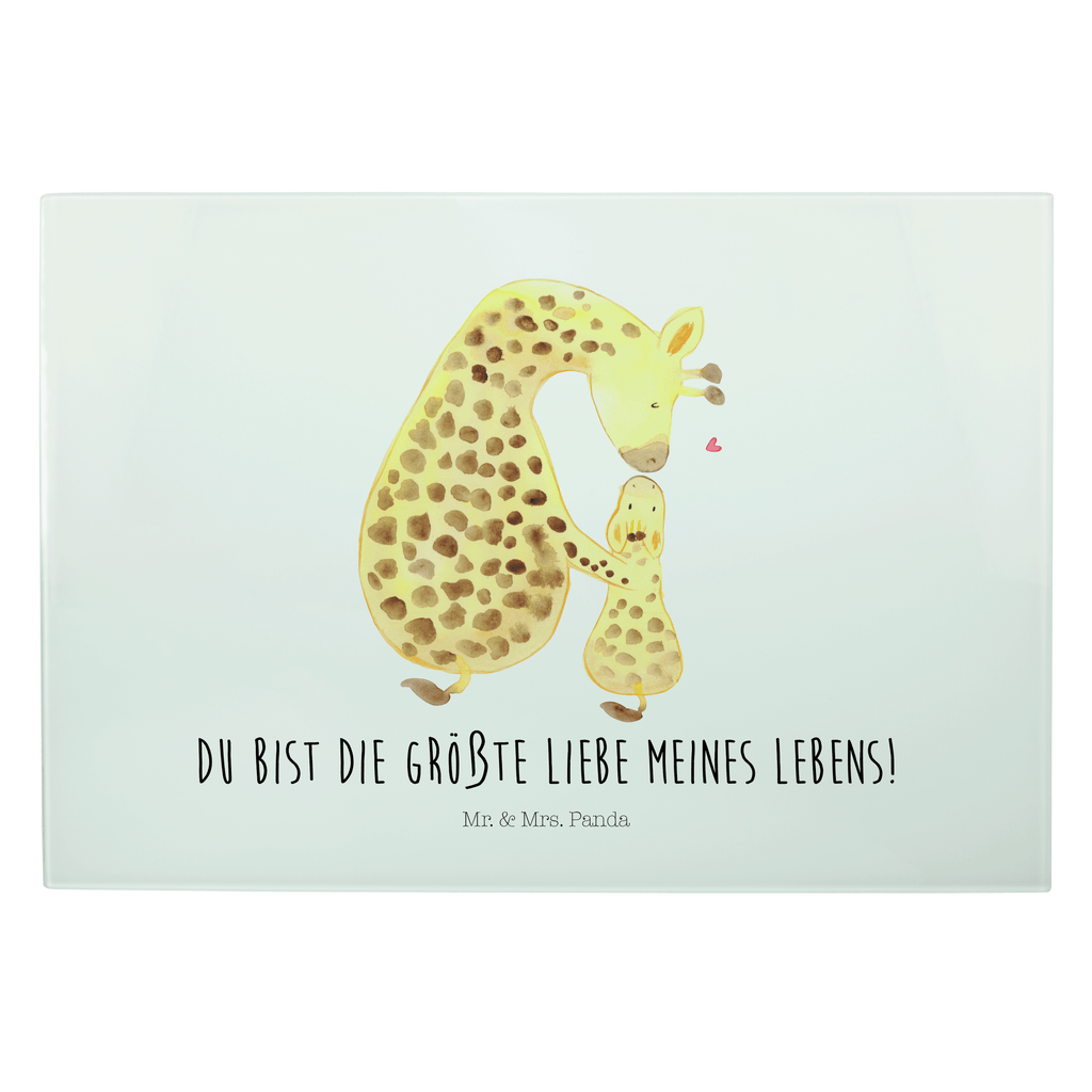 Glasschneidebrett Giraffe mit Kind Glasschneidebrett, Schneidebrett, Frühstücksbrett, Küche, Afrika, Wildtiere, Giraffe, Kind, Mutter, Mama, Tochter, Sohn, Lieblingsmensch