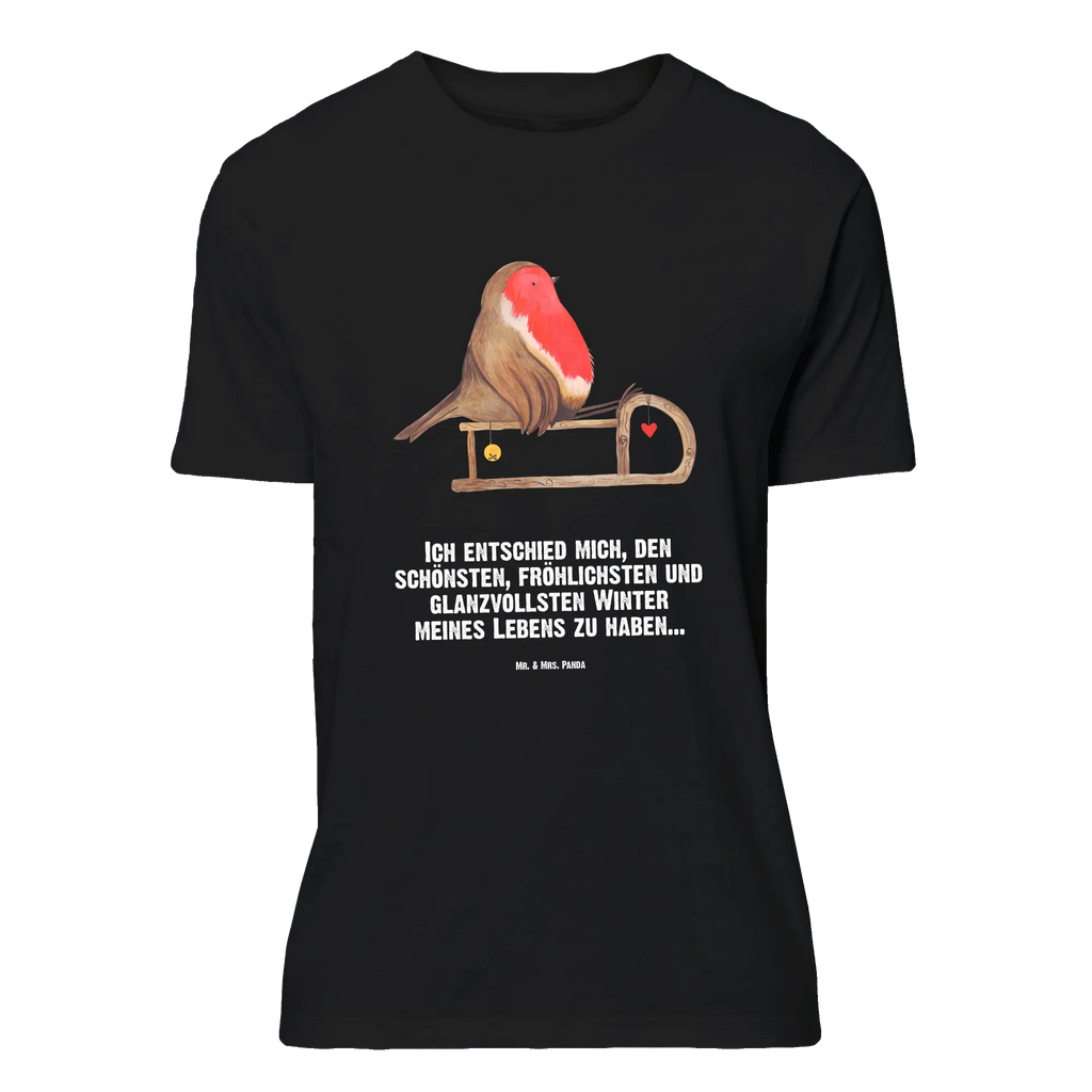 T-Shirt Standard Rotkehlchen Schlitten Shirt, Tshirt, Damen, Nachthemd, Herrn, Junggesellenabschied, Schlafshirt, Geburstag, T-Shirt mit Spruch, Lustiges T-Shirt, Jubiläum, T-Shirt, Weihnachtsdeko, Weihnachten, Nikolaus, Advent, Heiligabend, Winter, Wintermotiv, Vogel, Schlitten