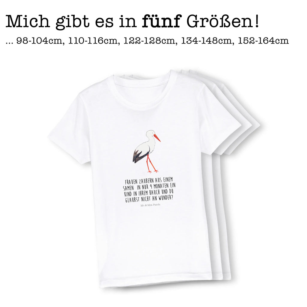 Organic Kinder T-Shirt Storch Kinder T-Shirt Mädchen, Kinder T-Shirt, Kinder T-Shirt Jungen, Gute Laune, Tiere, Tiermotive, Lustige Sprüche, Schwangerschaft, Baby, Schwanger, Storch, Babybauch, Geburt, Mutter, Störche, Mütter, Mutter Werden