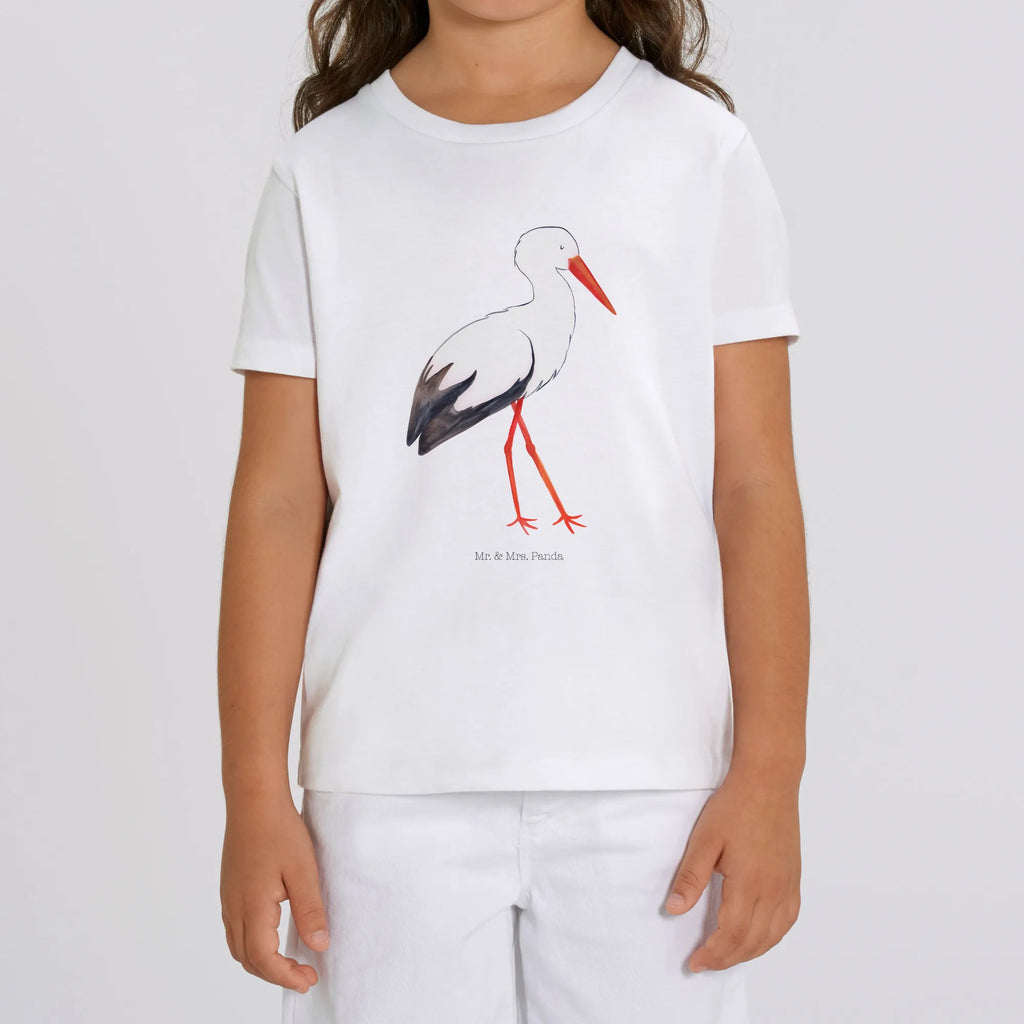 Organic Kinder T-Shirt Storch Kinder T-Shirt Mädchen, Kinder T-Shirt, Kinder T-Shirt Jungen, Gute Laune, Tiere, Tiermotive, Lustige Sprüche, Schwangerschaft, Baby, Schwanger, Storch, Babybauch, Geburt, Mutter, Störche, Mütter, Mutter Werden