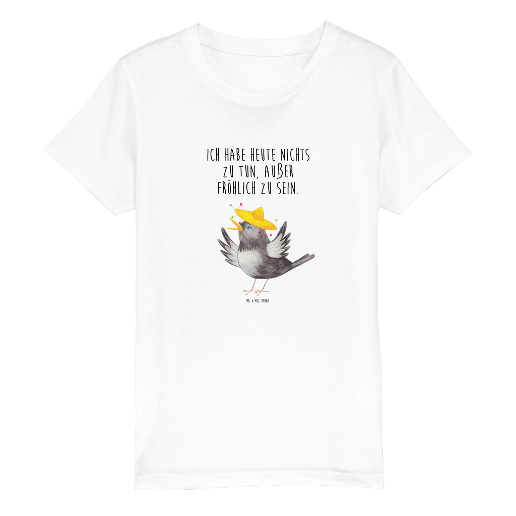 Organic Kinder T-Shirt Rabe Sombrero Kinder T-Shirt, Kinder T-Shirt Jungen, Kinder T-Shirt Mädchen, Tiere, Tiermotive, Gute Laune, Lustige Sprüche, glücklich sein, Glück Spruch, Fröhlich sein, Rabe, Vogel, Elster, Vögel, Froh, Spruch Positiv, Motivation