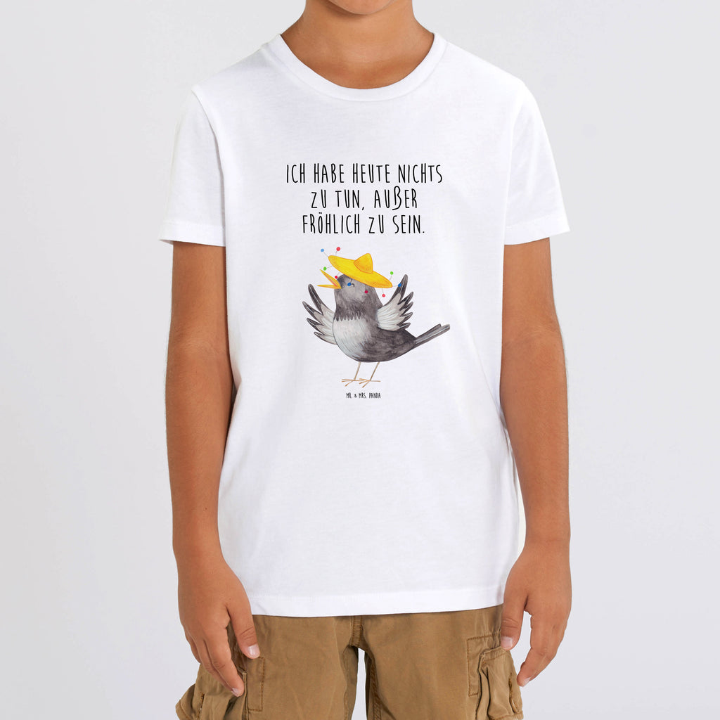 Organic Kinder T-Shirt Rabe Sombrero Kinder T-Shirt, Kinder T-Shirt Jungen, Kinder T-Shirt Mädchen, Tiere, Tiermotive, Gute Laune, Lustige Sprüche, glücklich sein, Glück Spruch, Fröhlich sein, Rabe, Vogel, Elster, Vögel, Froh, Spruch Positiv, Motivation
