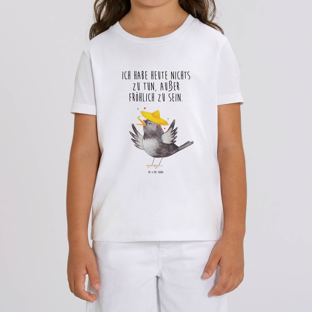 Organic Kinder T-Shirt Rabe Sombrero Kinder T-Shirt, Kinder T-Shirt Jungen, Kinder T-Shirt Mädchen, Tiere, Tiermotive, Gute Laune, Lustige Sprüche, glücklich sein, Glück Spruch, Fröhlich sein, Rabe, Vogel, Elster, Vögel, Froh, Spruch Positiv, Motivation