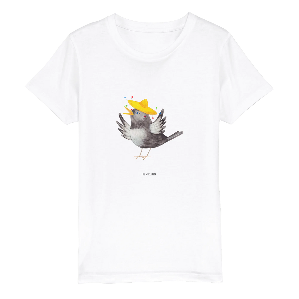 Organic Kinder T-Shirt Rabe Sombrero Kinder T-Shirt, Kinder T-Shirt Jungen, Kinder T-Shirt Mädchen, Tiere, Tiermotive, Gute Laune, Lustige Sprüche, glücklich sein, Glück Spruch, Fröhlich sein, Rabe, Vogel, Elster, Vögel, Froh, Spruch Positiv, Motivation