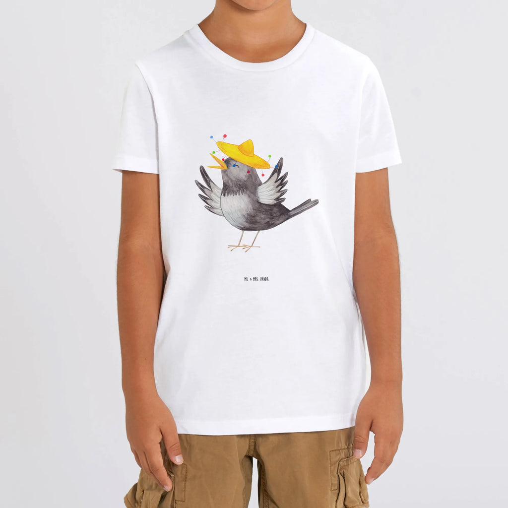 Organic Kinder T-Shirt Rabe Sombrero Kinder T-Shirt, Kinder T-Shirt Jungen, Kinder T-Shirt Mädchen, Tiere, Tiermotive, Gute Laune, Lustige Sprüche, glücklich sein, Glück Spruch, Fröhlich sein, Rabe, Vogel, Elster, Vögel, Froh, Spruch Positiv, Motivation