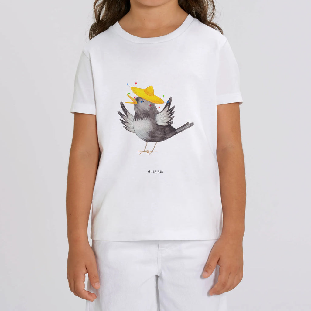 Organic Kinder T-Shirt Rabe Sombrero Kinder T-Shirt, Kinder T-Shirt Jungen, Kinder T-Shirt Mädchen, Tiere, Tiermotive, Gute Laune, Lustige Sprüche, glücklich sein, Glück Spruch, Fröhlich sein, Rabe, Vogel, Elster, Vögel, Froh, Spruch Positiv, Motivation