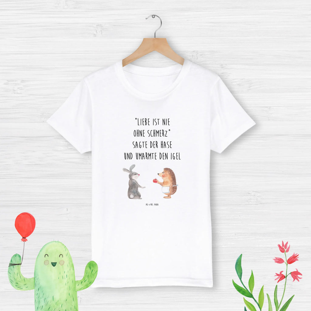 Organic Kinder T-Shirt Hase Igel Kinder T-Shirt Mädchen, Kinder T-Shirt, Kinder T-Shirt Jungen, Gute Laune, Tiere, Tiermotive, lustige Sprüche, Liebeskummer Geschenk, Liebe Spruch, Trösten, Trennungsschmerz, Herzschmerz, Igel, Hase, Spruch romantisch, Igel und Hase