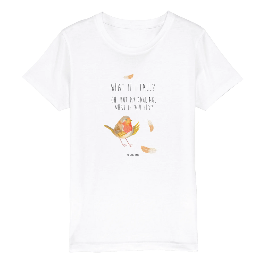 Organic Kinder T-Shirt Rotkehlchen Federn Kinder T-Shirt Mädchen, Kinder T-Shirt Jungen, Kinder T-Shirt, Gute Laune, Tiere, Tiermotive, Lustige Sprüche, Motivationsbilder, Spruch Mut, fliegen, What If I Fall, Rotkehlchen, Spruch Motivation, Motivation Sprüche, Vogel