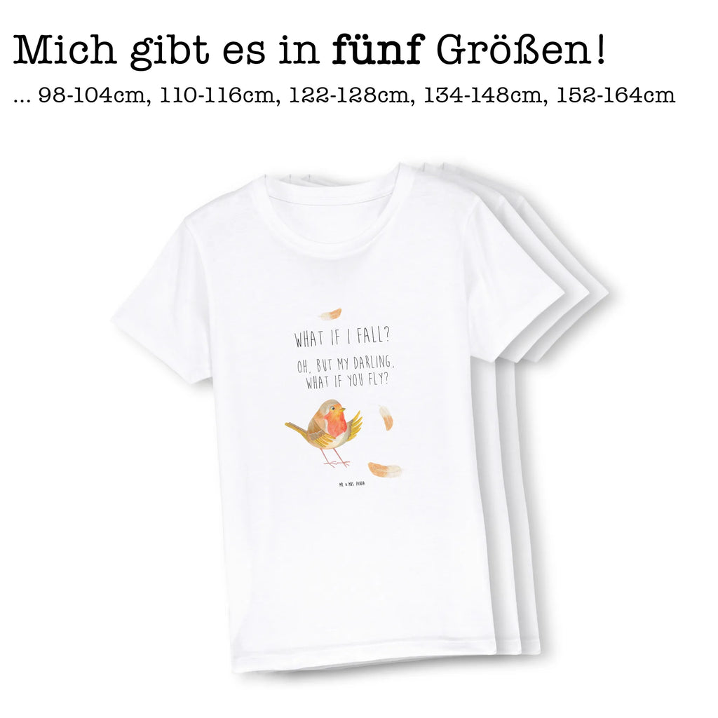 Organic Kinder T-Shirt Rotkehlchen Federn Kinder T-Shirt Mädchen, Kinder T-Shirt Jungen, Kinder T-Shirt, Gute Laune, Tiere, Tiermotive, Lustige Sprüche, Motivationsbilder, Spruch Mut, fliegen, What If I Fall, Rotkehlchen, Spruch Motivation, Motivation Sprüche, Vogel