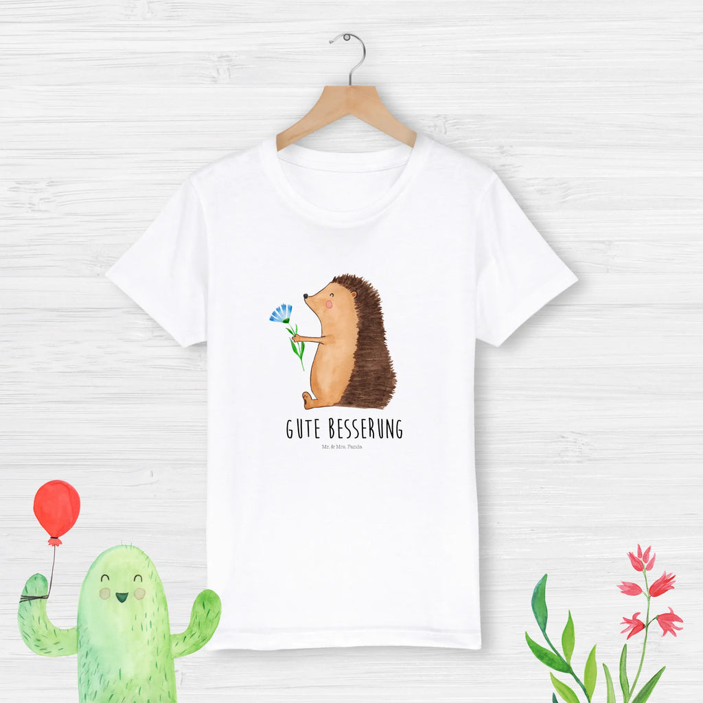 Organic Kinder T-Shirt Igel Blumen Kinder T-Shirt Jungen, Kinder T-Shirt Mädchen, Kinder T-Shirt, Gute Laune, Tiere, Tiermotive, Lustige Sprüche, Gute Besserung, krank, Krankheit, Krankenhaus, Genesungswünsche, Besuch, Igel