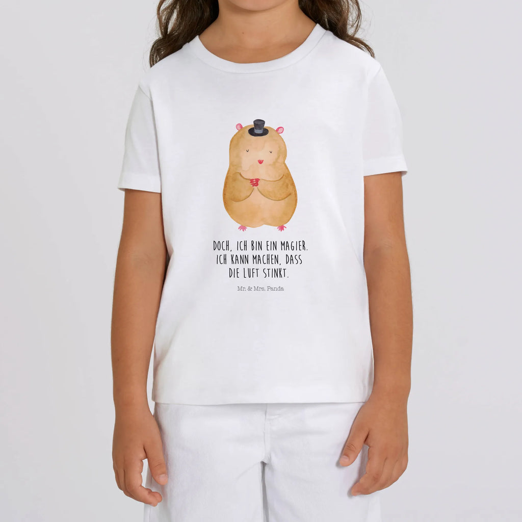 Organic Kinder T-Shirt Hamster Hut Kinder T-Shirt Mädchen, Kinder T-Shirt, Kinder T-Shirt Jungen, Gute Laune, Tiere, Tiermotive, Lustige Sprüche, Zylinder, Magier, Hut, Zwerghamster, Hamster, Zauberer