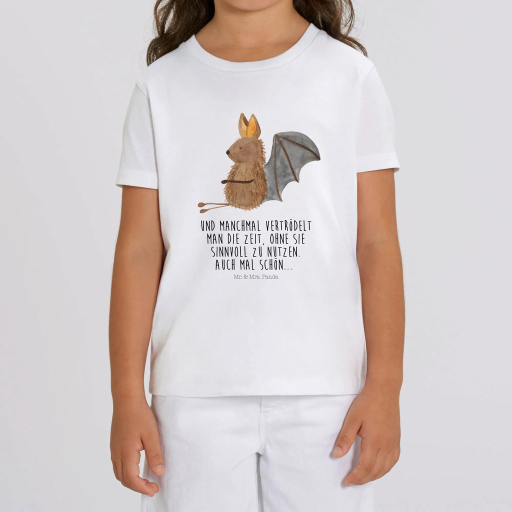 Organic Kinder T-Shirt Fledermaus Sitzen Kinder T-Shirt Mädchen, Kinder T-Shirt Jungen, Kinder T-Shirt, Tiere, Tiermotive, Gute Laune, Lustige Sprüche, Fledermäuse, Entspannen, Fledermaus, Motivation
