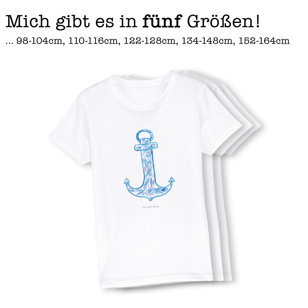 Organic Kinder T-Shirt Anker Blau Kinder T-Shirt Mädchen, Kinder T-Shirt Jungen, Kinder T-Shirt, Gute Laune, Tiere, Tiermotive, Lustige Sprüche