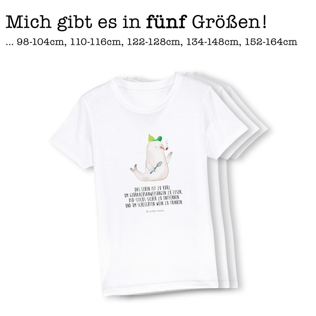 Organic Kinder T-Shirt Robbe Sherlock Kinder T-Shirt Mädchen, Kinder T-Shirt, Kinder T-Shirt Jungen, Gute Laune, Tiere, Tiermotive, Lustige Sprüche