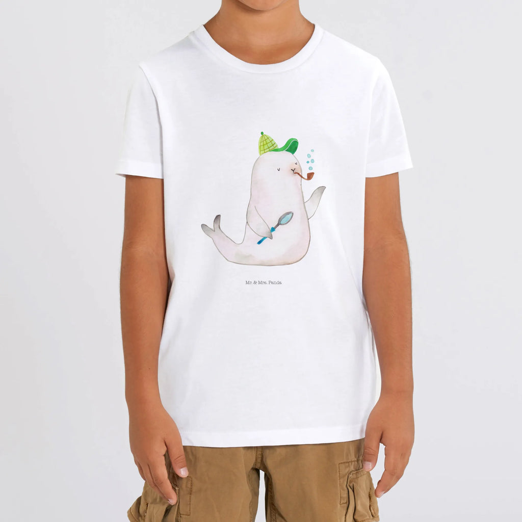 Organic Kinder T-Shirt Robbe Sherlock Kinder T-Shirt Mädchen, Kinder T-Shirt, Kinder T-Shirt Jungen, Gute Laune, Tiere, Tiermotive, Lustige Sprüche