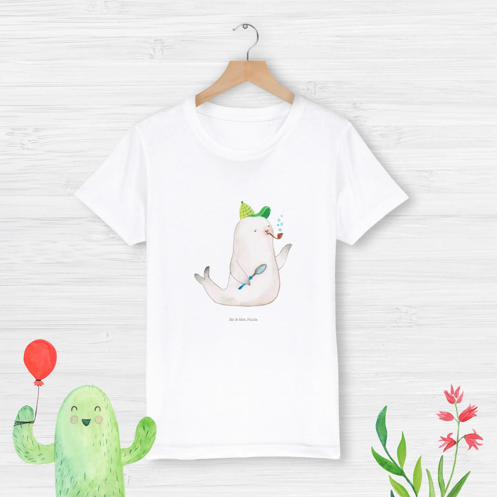 Organic Kinder T-Shirt Robbe Sherlock Kinder T-Shirt Mädchen, Kinder T-Shirt, Kinder T-Shirt Jungen, Gute Laune, Tiere, Tiermotive, Lustige Sprüche