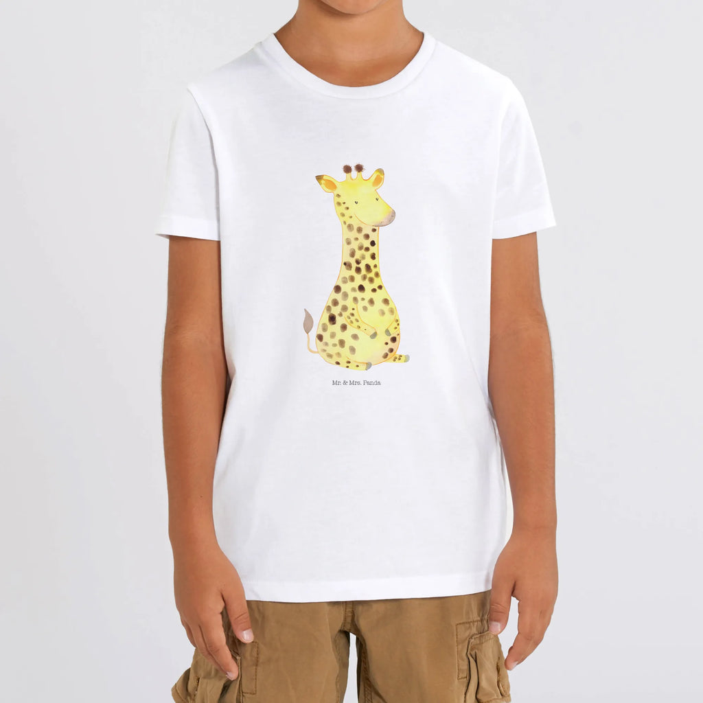 Organic Kinder T-Shirt Giraffe Zufrieden Kinder T-Shirt Jungen, Kinder T-Shirt Mädchen, Kinder T-Shirt, Wildtiere, Afrika, Abenteuer, Zufrieden, Giraffe, Glück