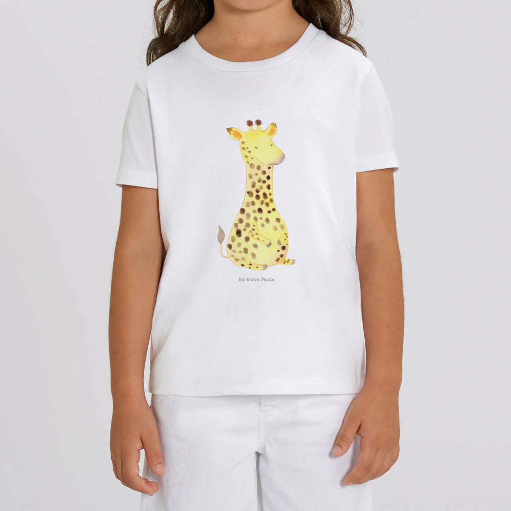 Organic Kinder T-Shirt Giraffe Zufrieden Kinder T-Shirt Jungen, Kinder T-Shirt Mädchen, Kinder T-Shirt, Wildtiere, Afrika, Abenteuer, Zufrieden, Giraffe, Glück