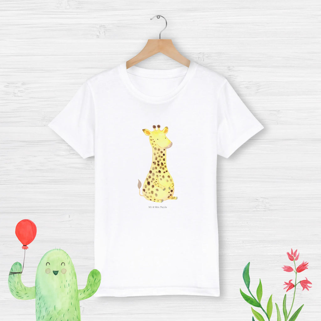 Organic Kinder T-Shirt Giraffe Zufrieden Kinder T-Shirt Jungen, Kinder T-Shirt Mädchen, Kinder T-Shirt, Wildtiere, Afrika, Abenteuer, Zufrieden, Giraffe, Glück