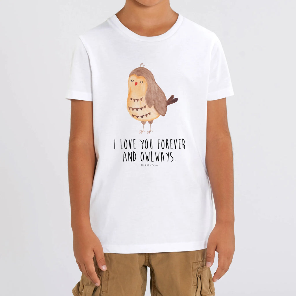 Organic Kinder T-Shirt Eule Zufrieden Kinder T-Shirt Mädchen, Kinder T-Shirt Jungen, Kinder T-Shirt, Eule, Romantisch, Owl, Eule Deko, Geschenk Hochzeitstag, Eule Spruch, Liebe Spruch, Spruch schön, Wortspiel Lustig