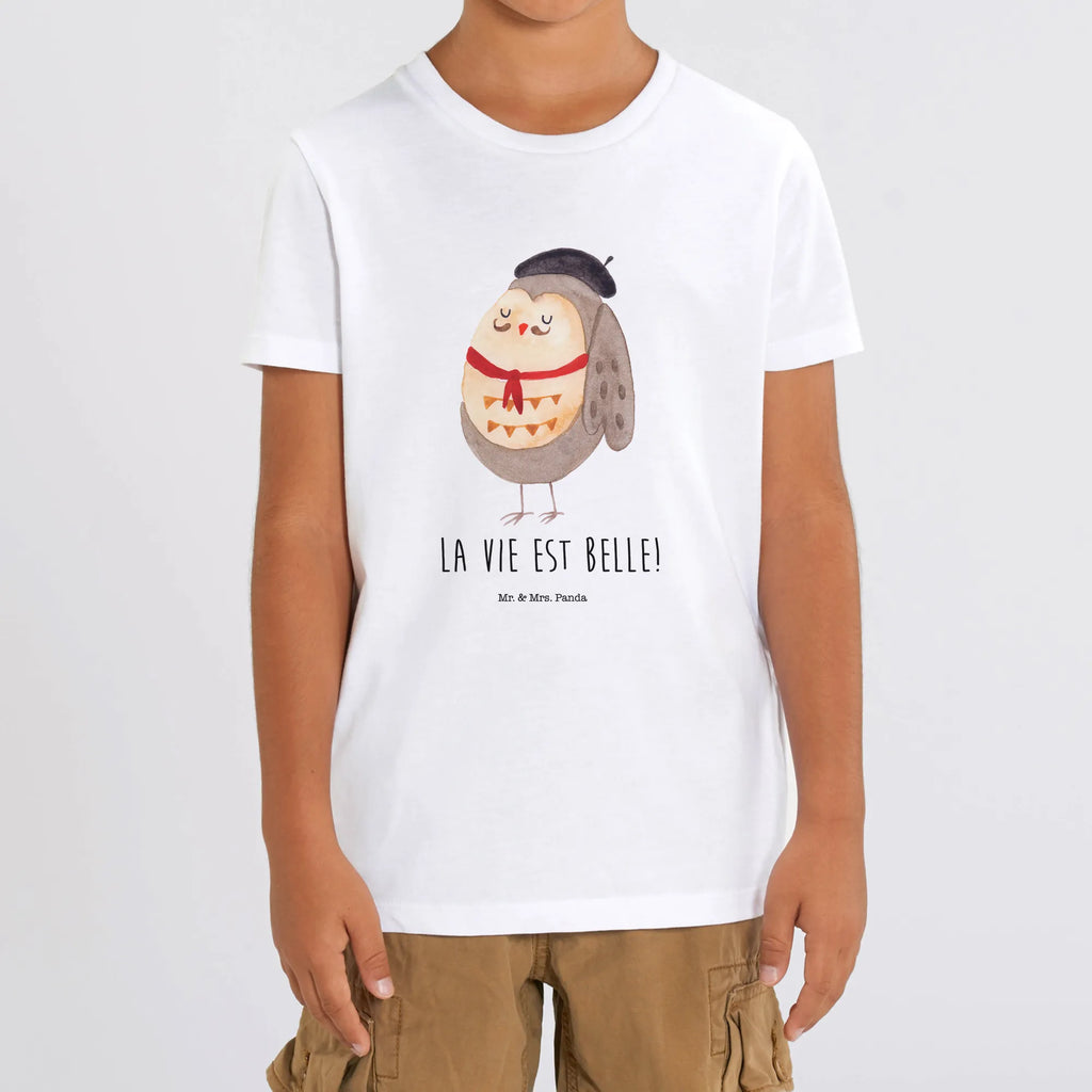 Organic Kinder T-Shirt Eule Französisch Kinder T-Shirt Jungen, Kinder T-Shirt Mädchen, Kinder T-Shirt, Eule, Frankreich, Das Leben Ist schön, Spruch Französisch, Owl, La Vie Est Belle, Spruch schön, Eulen, Hibou, Eule Deko
