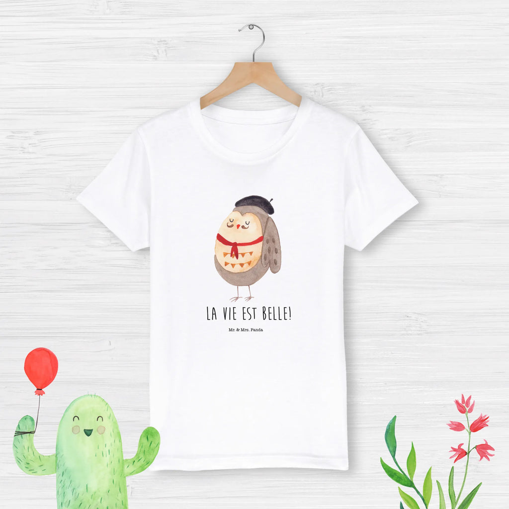 Organic Kinder T-Shirt Eule Französisch Kinder T-Shirt Jungen, Kinder T-Shirt Mädchen, Kinder T-Shirt, Eule, Frankreich, Das Leben Ist schön, Spruch Französisch, Owl, La Vie Est Belle, Spruch schön, Eulen, Hibou, Eule Deko