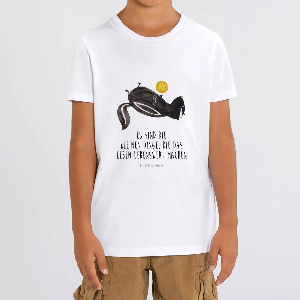 Organiczna koszulka dziecięca skunks piłka Kinder T-Shirt Mädchen, Kinder T-Shirt, Kinder T-Shirt Jungen, Stinktier, Skunk, Raubtier, Stinki, Stinker, verspielt, Wildtier, Weisheit