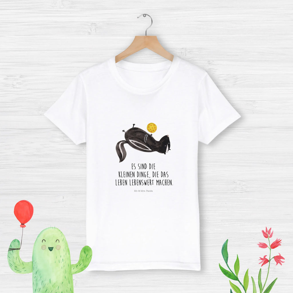 Organiczna koszulka dziecięca skunks piłka Kinder T-Shirt Mädchen, Kinder T-Shirt, Kinder T-Shirt Jungen, Stinktier, Skunk, Raubtier, Stinki, Stinker, verspielt, Wildtier, Weisheit