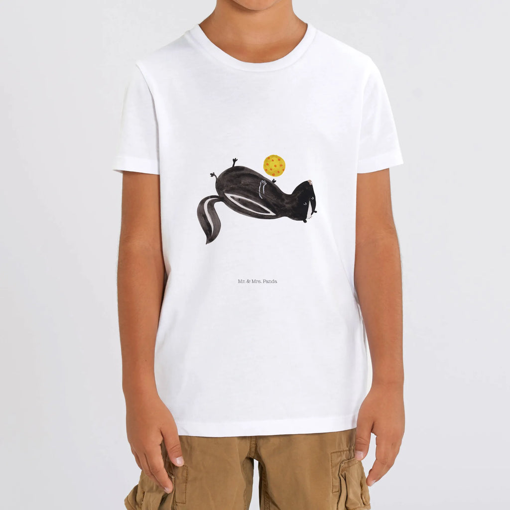 Organiczna koszulka dziecięca skunks piłka Kinder T-Shirt Mädchen, Kinder T-Shirt, Kinder T-Shirt Jungen, Stinktier, Skunk, Raubtier, Stinki, Stinker, verspielt, Wildtier, Weisheit