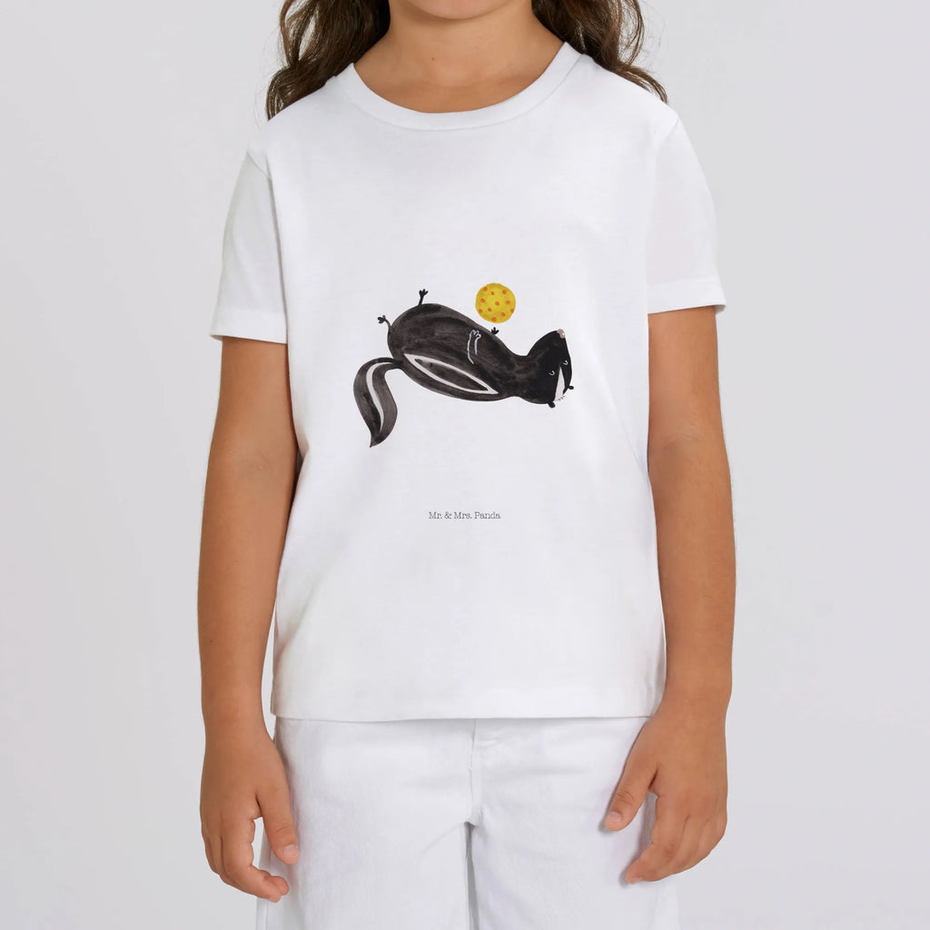Organiczna koszulka dziecięca skunks piłka Kinder T-Shirt Mädchen, Kinder T-Shirt, Kinder T-Shirt Jungen, Stinktier, Skunk, Raubtier, Stinki, Stinker, verspielt, Wildtier, Weisheit