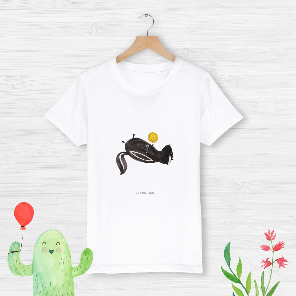 Organiczna koszulka dziecięca skunks piłka Kinder T-Shirt Mädchen, Kinder T-Shirt, Kinder T-Shirt Jungen, Stinktier, Skunk, Raubtier, Stinki, Stinker, verspielt, Wildtier, Weisheit