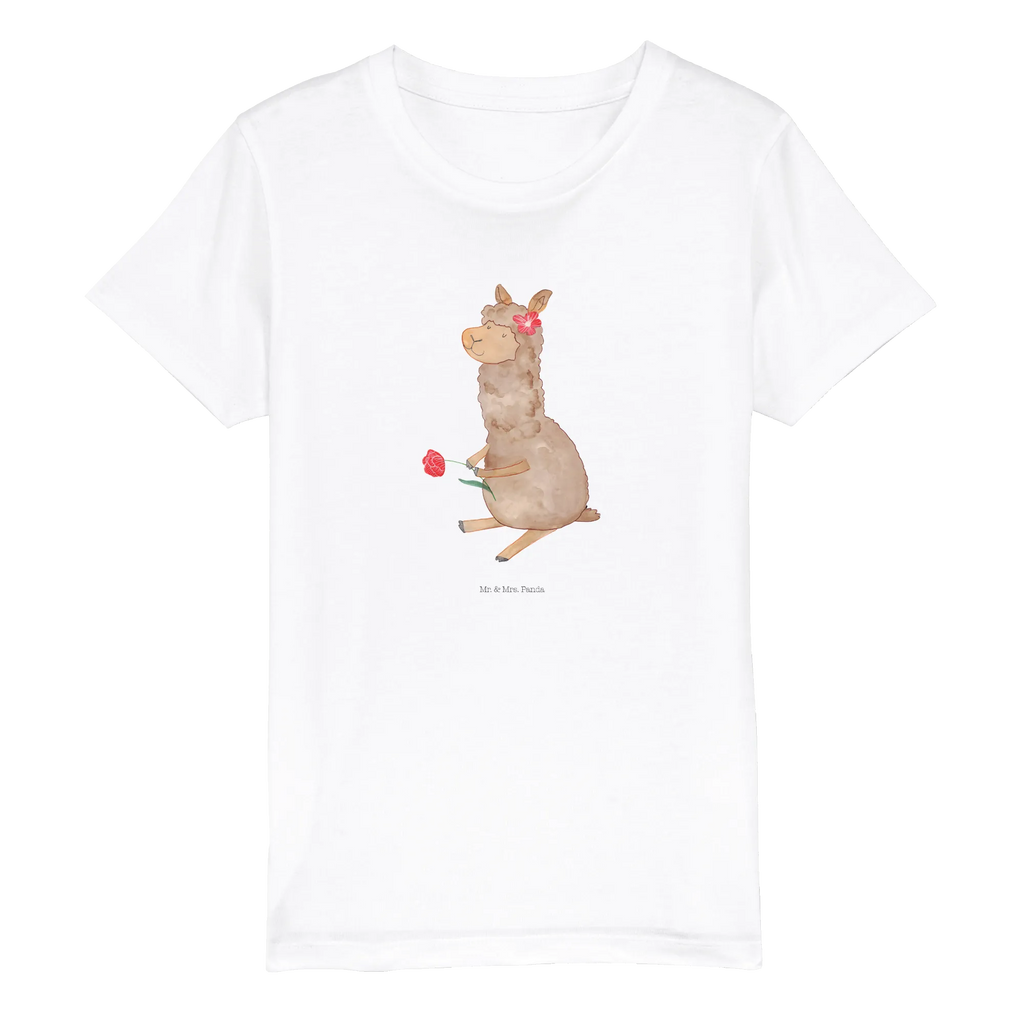 Organic Kids T-Shirt alpaca flower alpaca, llama, pako, camel, Peru, animal, favourite animal, Alpaca, flower, llamas