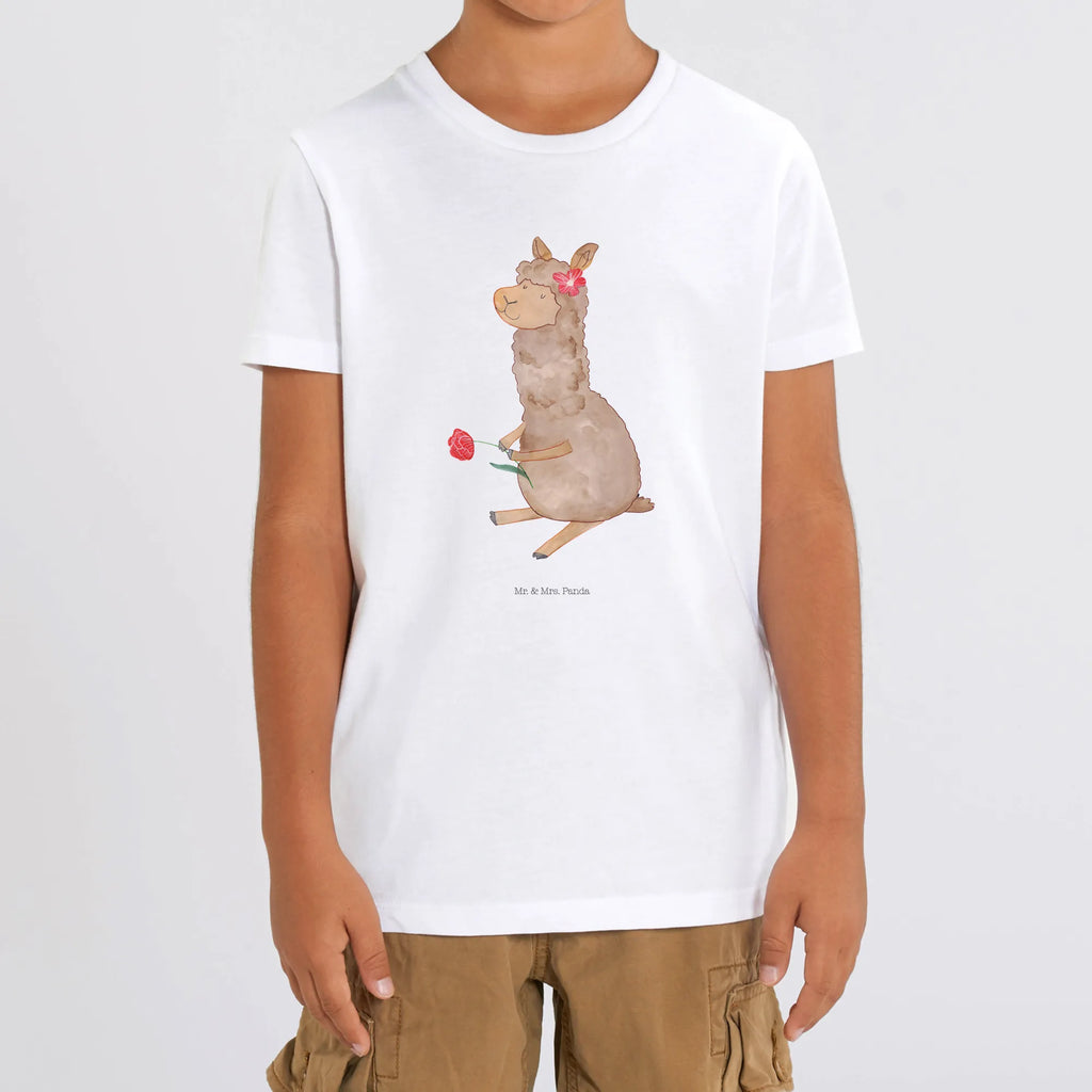Organic Kids T-Shirt alpaca flower alpaca, llama, pako, camel, Peru, animal, favourite animal, Alpaca, flower, llamas