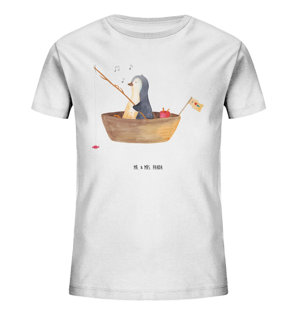 Organic Kinder T-Shirt Pinguin Angelboot Kinder T-Shirt Mädchen, Kinder T-Shirt Jungen, Kinder T-Shirt, Pinguin, Trennung, Neuanfang, Lebenslust, Leben, Angeln, Boot, Genießen, Angelboot, Scheidung, Motivation, Neustart, Geschenkidee Liebeskummer, Pinguine