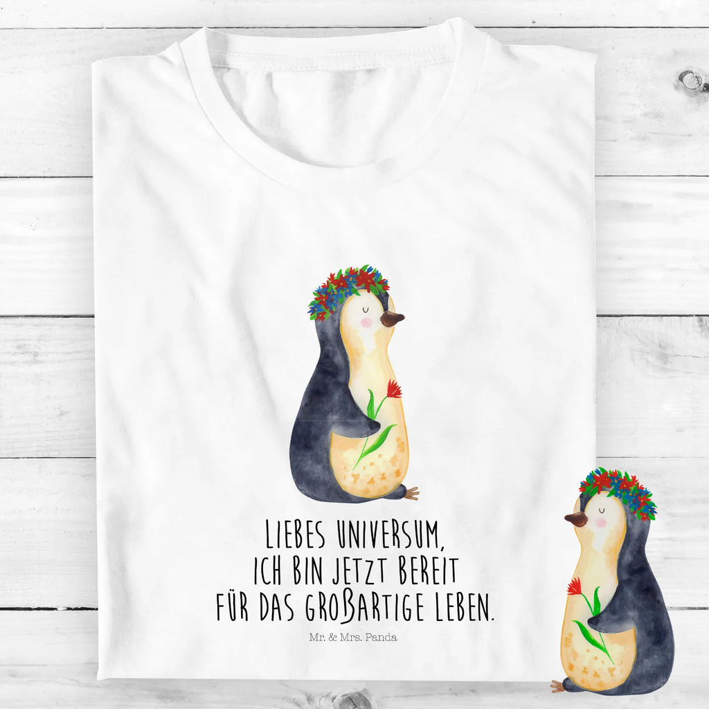 Organic Kids T-Shirt Penguin Flower Penguin, North Pole, Winter, Penguins, love of life, goals in life, universe, gift idea, penguins, goals, wishes, wreath of flowers, life, motivation, lovesickness