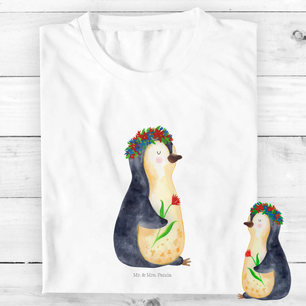 Organic Kids T-Shirt Penguin Flower Penguin, North Pole, Winter, Penguins, love of life, goals in life, universe, gift idea, penguins, goals, wishes, wreath of flowers, life, motivation, lovesickness
