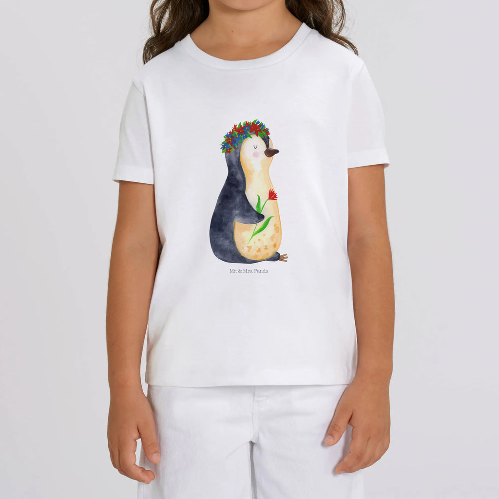 Organic Kids T-Shirt Penguin Flower Penguin, North Pole, Winter, Penguins, love of life, goals in life, universe, gift idea, penguins, goals, wishes, wreath of flowers, life, motivation, lovesickness