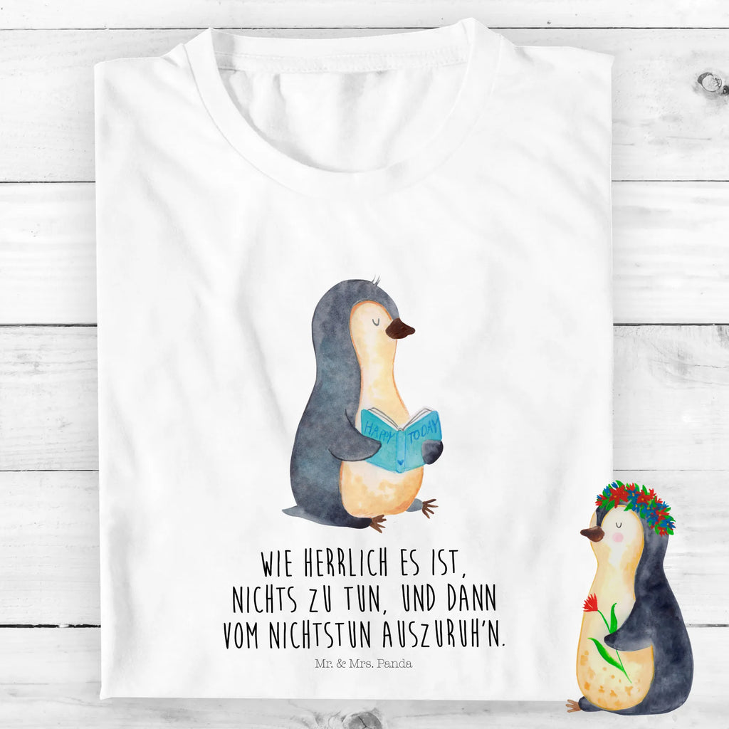 Organic Kinder T-Shirt Pinguin Buch Kinder T-Shirt Mädchen, Kinder T-Shirt, Kinder T-Shirt Jungen, Pinguin, Ferien, Pinguine, Lesen, Faulenzen, Buch, Urlaub, Freizeit, Nichtstun, Bücherwurm