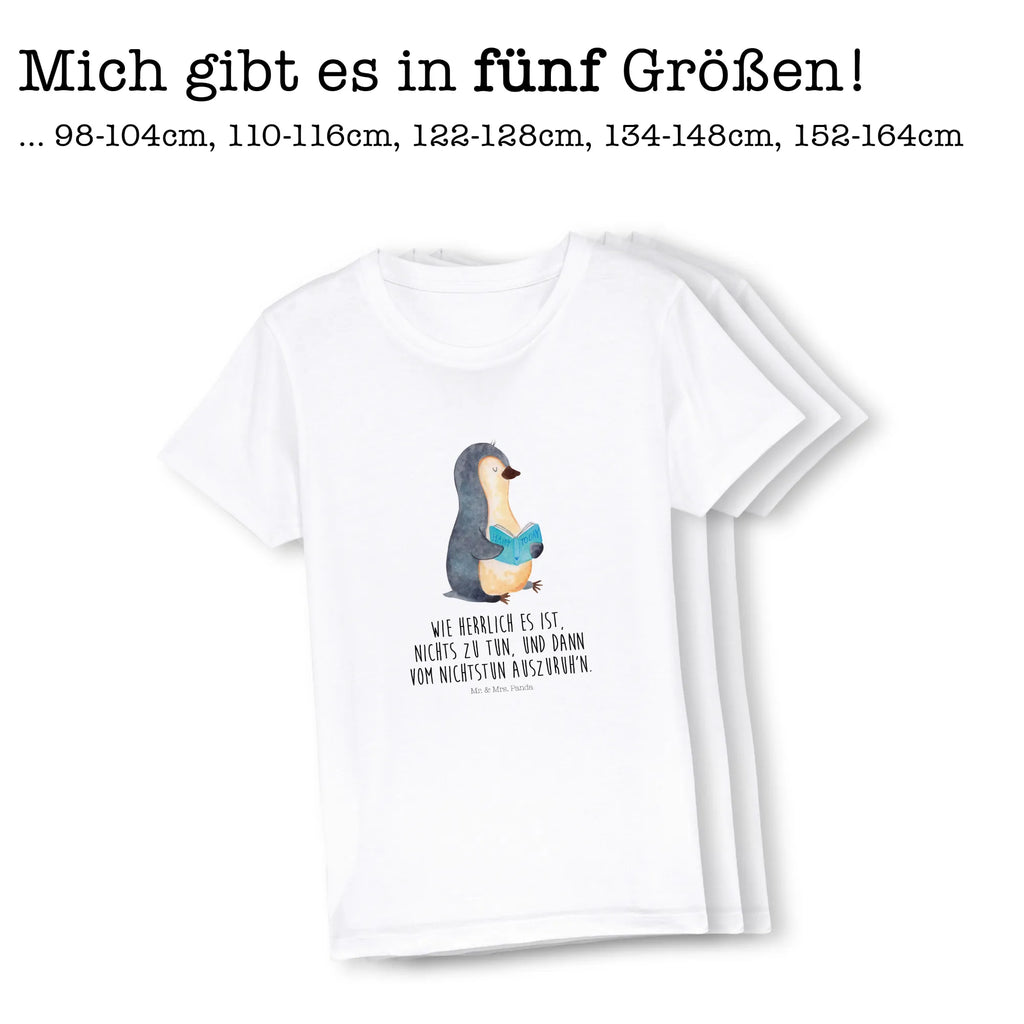 Organic Kinder T-Shirt Pinguin Buch Kinder T-Shirt Mädchen, Kinder T-Shirt, Kinder T-Shirt Jungen, Pinguin, Ferien, Pinguine, Lesen, Faulenzen, Buch, Urlaub, Freizeit, Nichtstun, Bücherwurm