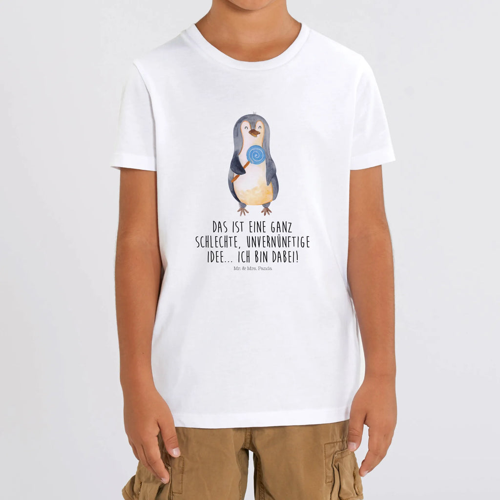 Organic Kids T-Shirt Penguin lollipop Kinder T-Shirt Jungen, Kinder T-Shirt Mädchen, Kinder T-Shirt, Pinguin, Ganove, Rebell, Lolli, Süßigkeiten, Blödsinn, Pinguine, Rabauke, Spruch, Gauner