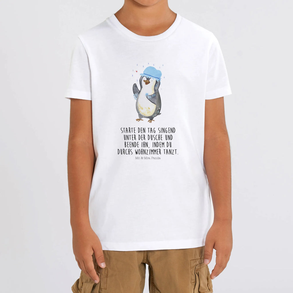 Organic Kids T-Shirt Penguin have a shower Kinder T-Shirt Jungen, Kinder T-Shirt Mädchen, Kinder T-Shirt, Pinguin, Lebensmotto, glücklich sein, Dusche, Duschen, Neustart, Motivation, Pinguine, Neuanfang