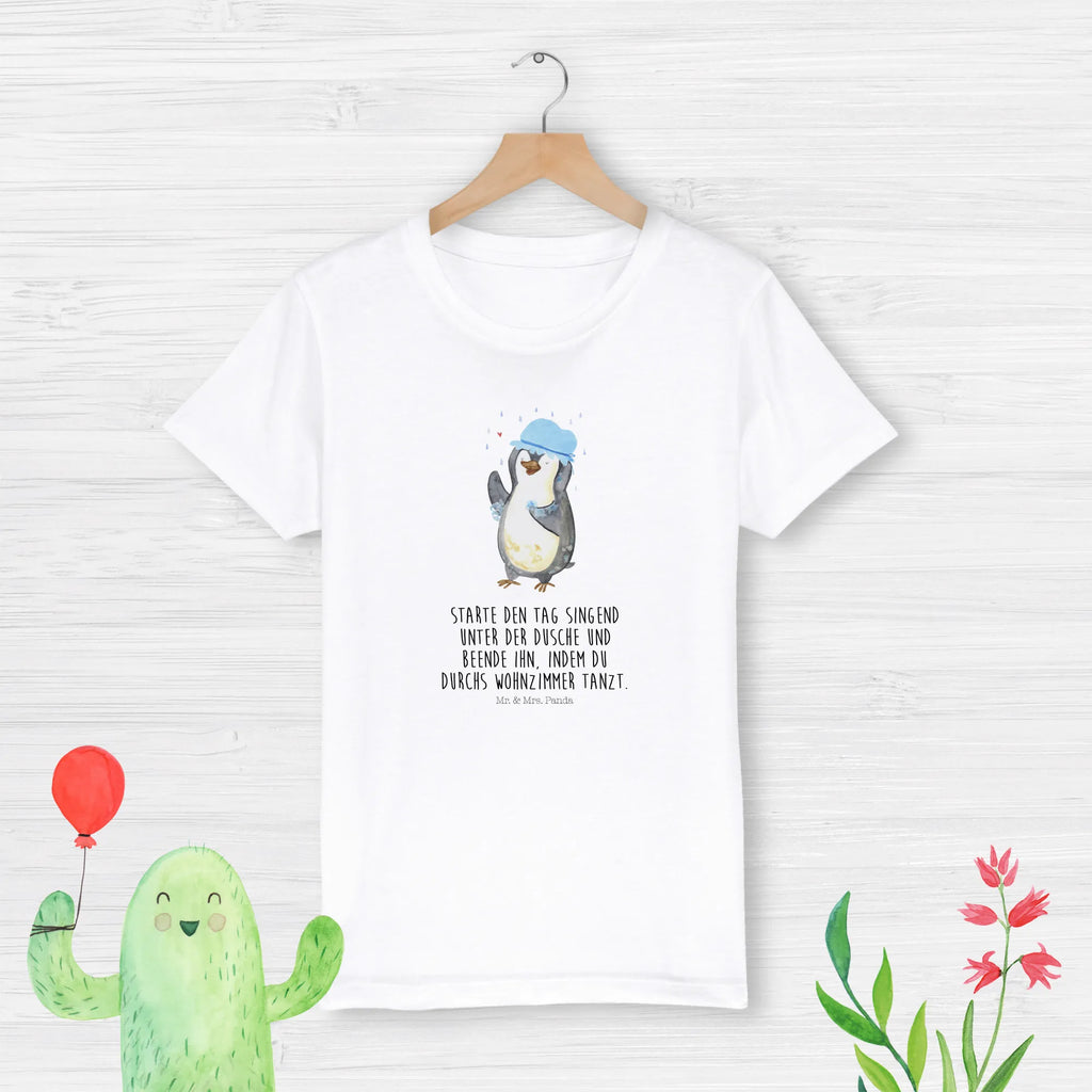 Organic Kids T-Shirt Penguin have a shower Kinder T-Shirt Jungen, Kinder T-Shirt Mädchen, Kinder T-Shirt, Pinguin, Lebensmotto, glücklich sein, Dusche, Duschen, Neustart, Motivation, Pinguine, Neuanfang
