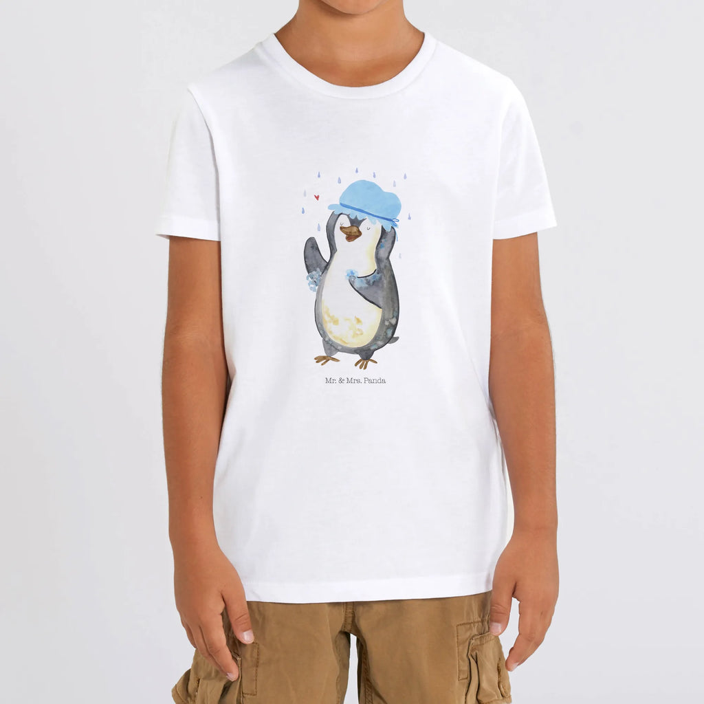Organic Kids T-Shirt Penguin have a shower Kinder T-Shirt Jungen, Kinder T-Shirt Mädchen, Kinder T-Shirt, Pinguin, Lebensmotto, glücklich sein, Dusche, Duschen, Neustart, Motivation, Pinguine, Neuanfang
